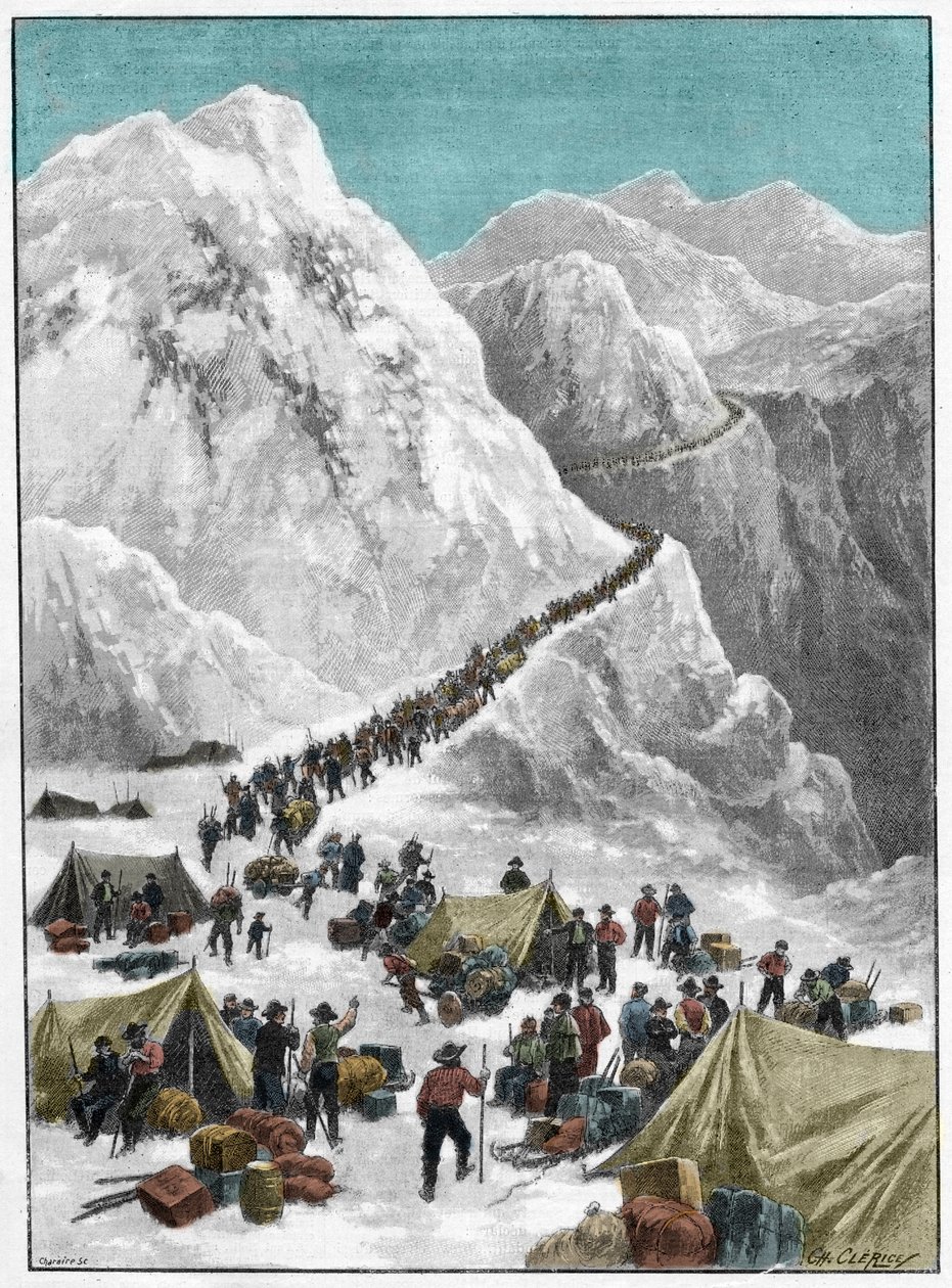 Klondike Gold Rush - Kullanetsijät ylittävät Chilkoot Passin Alaskan kultakuumeen aikana tekijältä Unknown artist