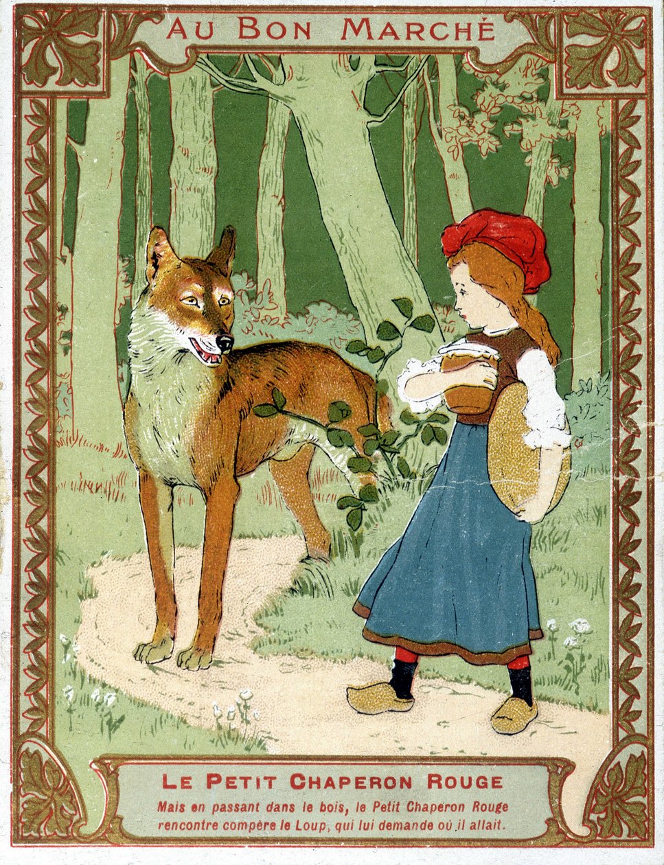 Punahilkka kohtaa suden - Bon Marché -mainosmerkin tekijältä Unknown artist