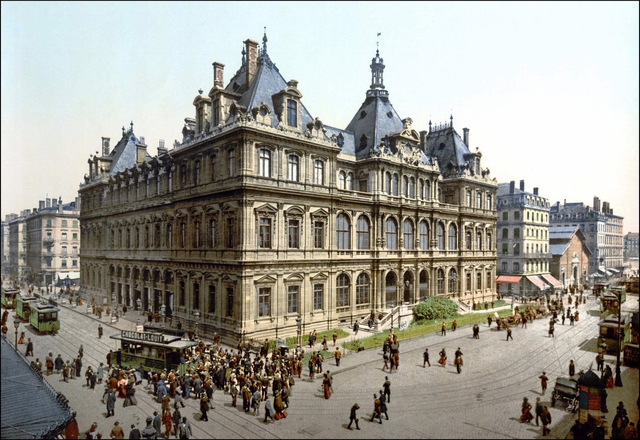 Palais de la Bourse Lyonissa. Photochrome noin 1890. tekijältä Unknown artist