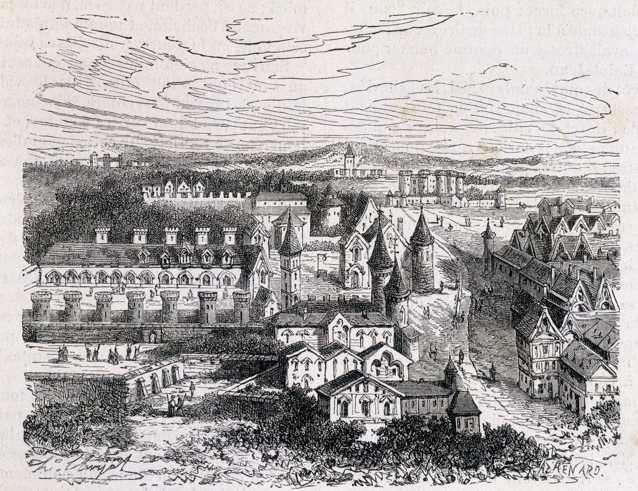 Palais des Tournelles, Hotel Saint Paulia vastapäätä - kaiverrus, 1800-luvun lopulla tekijältä Unknown artist