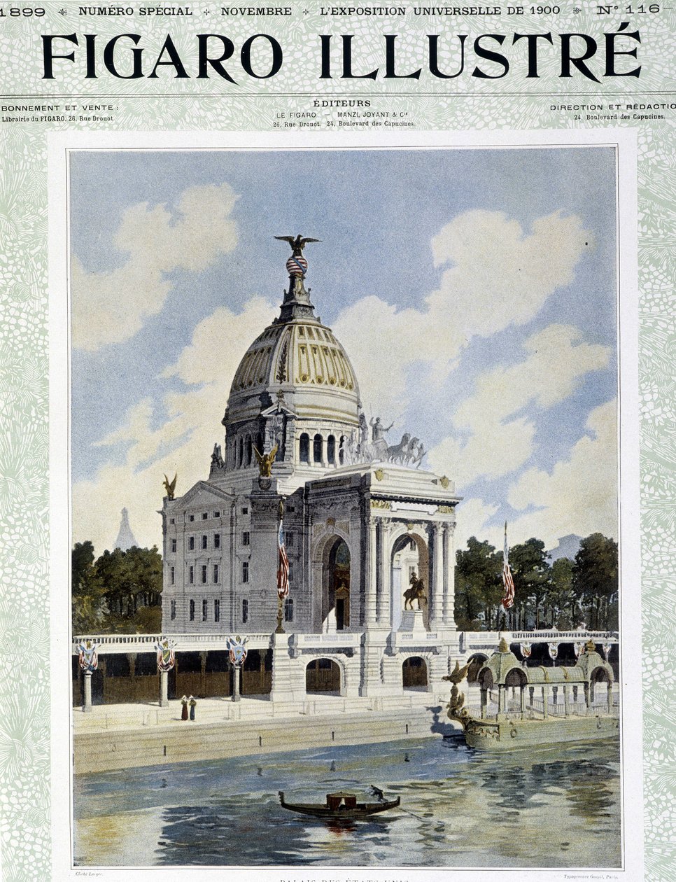 Yhdysvaltain palatsi yleisnäyttelyssä - "" Le Figaro Illustréssa", marraskuu 1899 tekijältä Unknown artist