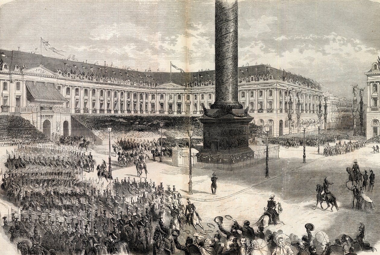Pariisin juhlat, Italian armeija saastuttaa keisarin edessä Place Vendome - Guerre d