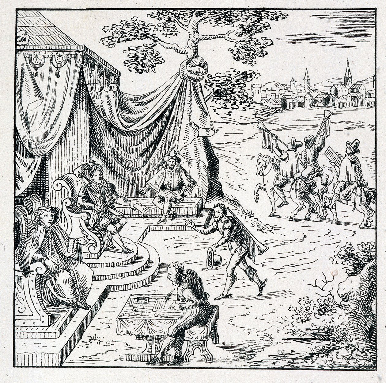 Condén prinssi sai Charles IX:ltä (1550-1574) muokkauksen, jolla hän salli kalvinistien harjoittaa uskontoaan valtakunnassa (St Germainin rauha allekirjoitettiin 8.8.1570) - kokoelmassa 39 hahmoa, jotka edustavat Ranskan onnettomuudet edestakaisin tekijältä Unknown artist