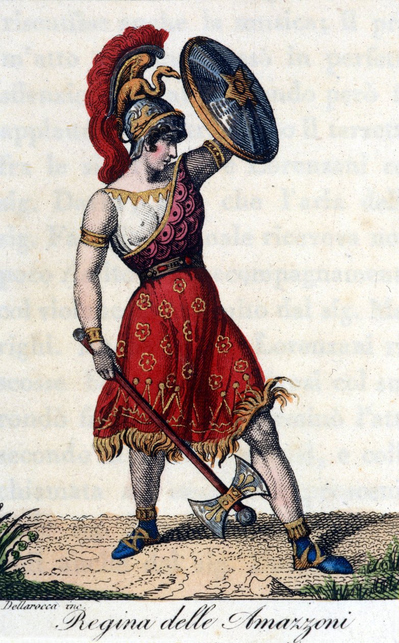 Amazonien kuningatar. Kuva oopperakirjasesta. 1800-luvulla. tekijältä Unknown artist