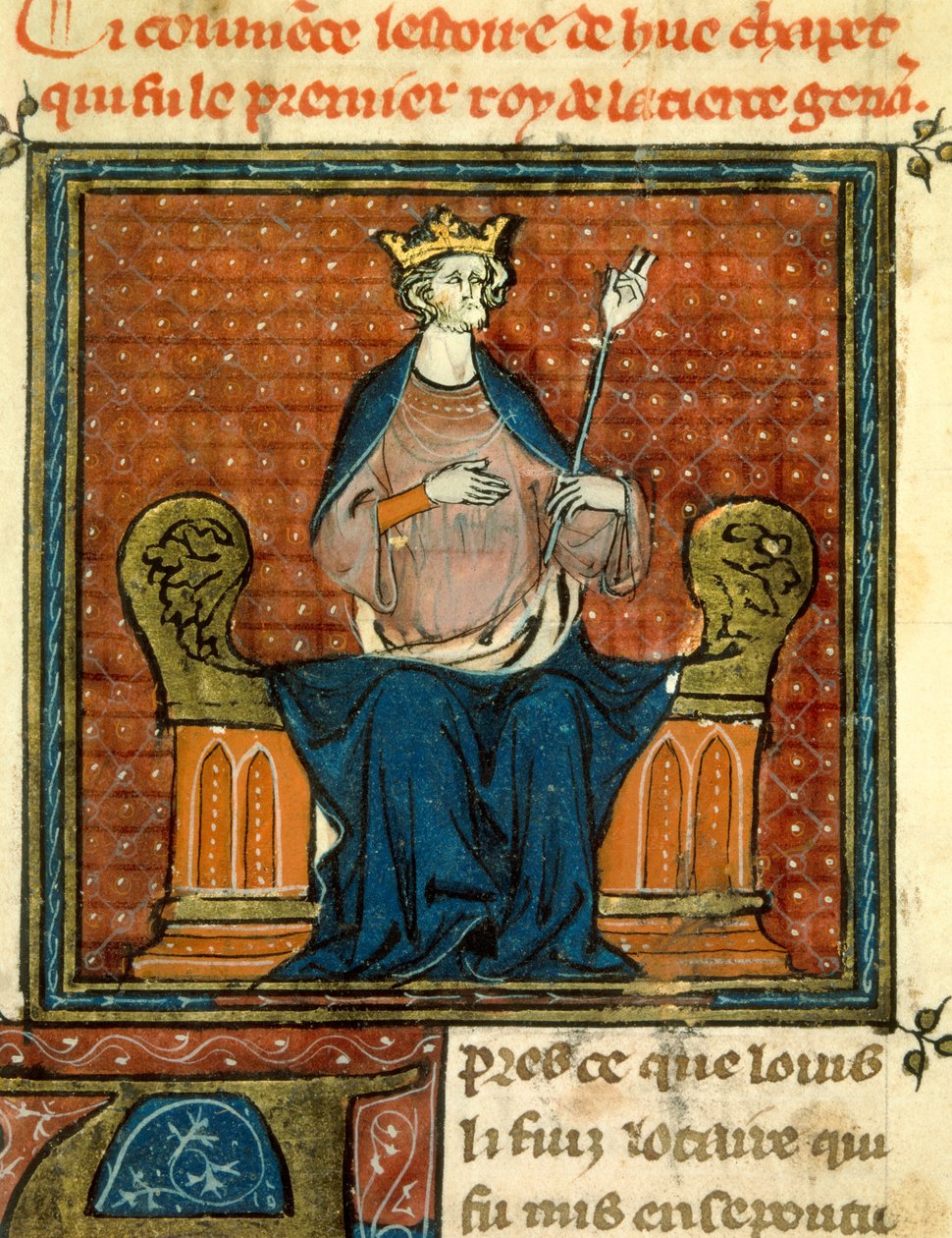 The Rite of Hugues Capet (941-996) vuonna 988 Miniatyyri 1200- tai 1300-luvun käsikirjoituksesta. Paris, B.N. tekijältä Unknown artist