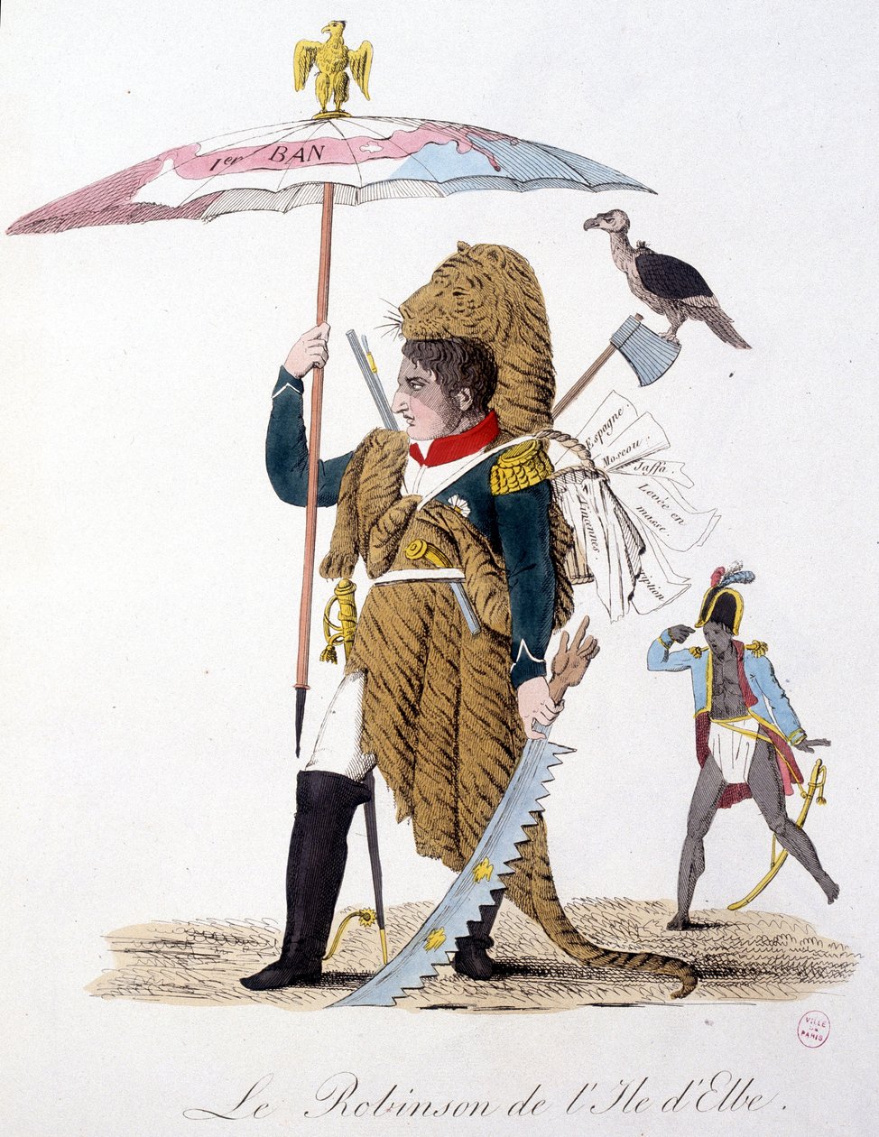 Elban saaren Robinson - elokuvassa "" Napoleon 1st, karikatyyrit, nuken kokoelma", n. 1814 tekijältä Unknown artist