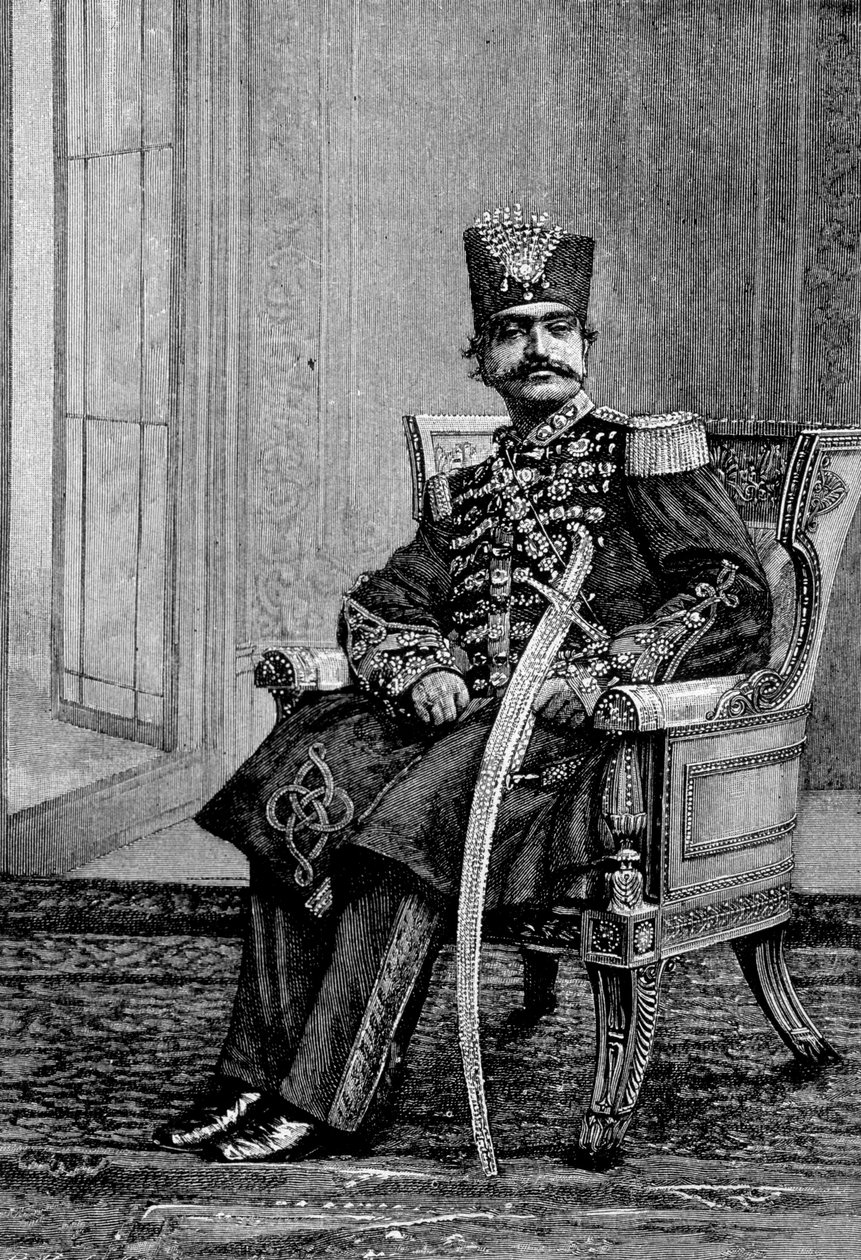 Persian shaahi, Nassr-ed-din (Nasser-ed-din), seremonia-asussa. tekijältä Unknown artist