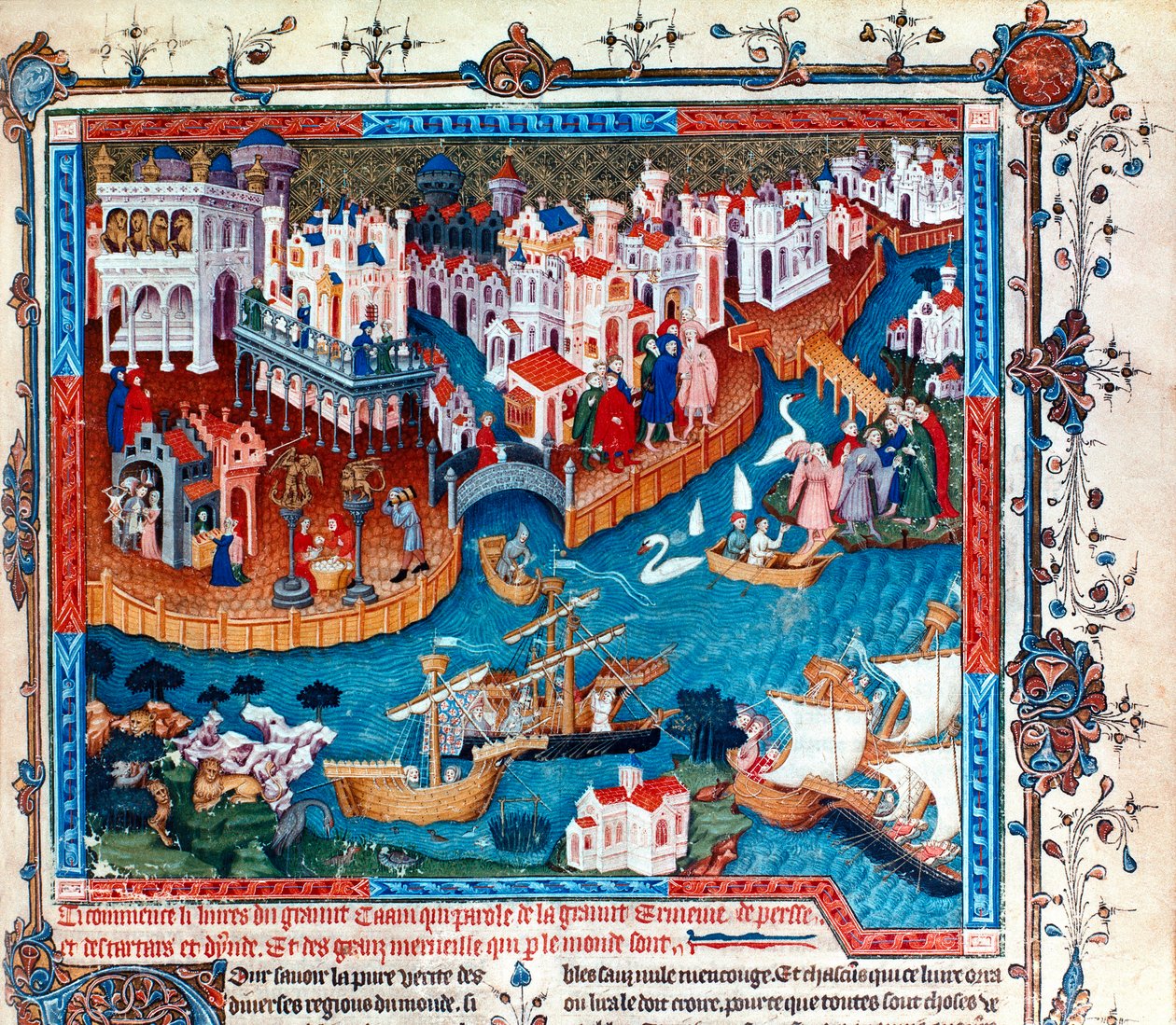 Venetsialainen tutkimusmatkailija Marco Polo lähti Venetsian kaupungista isänsä ja setänsä kanssa vuonna 1271: hän suuntasi Kaukoitään ja kulki silkkitietä, miniatyyriä. tekijältä Unknown artist