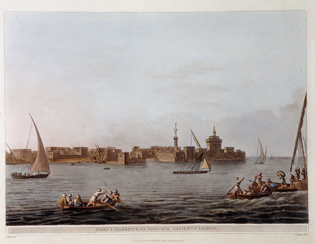 Aboukirin muurit ja satama (entinen katos) - "" Näkymät Egyptissä, Palestiinassa ja muissa ottomaanien valtakunnan osissa"" tekijältä Unknown artist