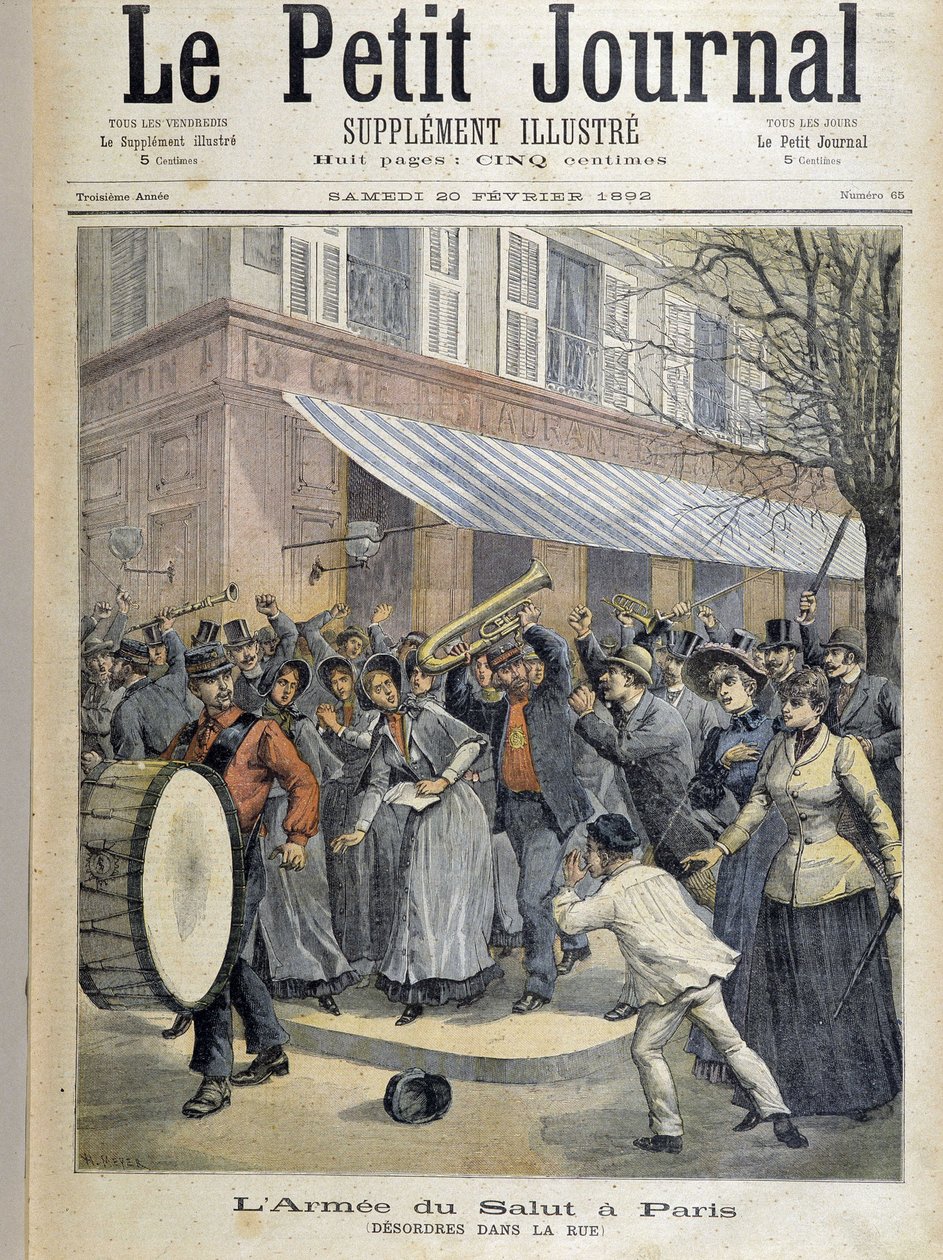 Pelastusarmeija Pariisissa (häiriö kadulla) - "" Le Petit Journal" -lehdessä 20.2.1892 tekijältä Unknown artist