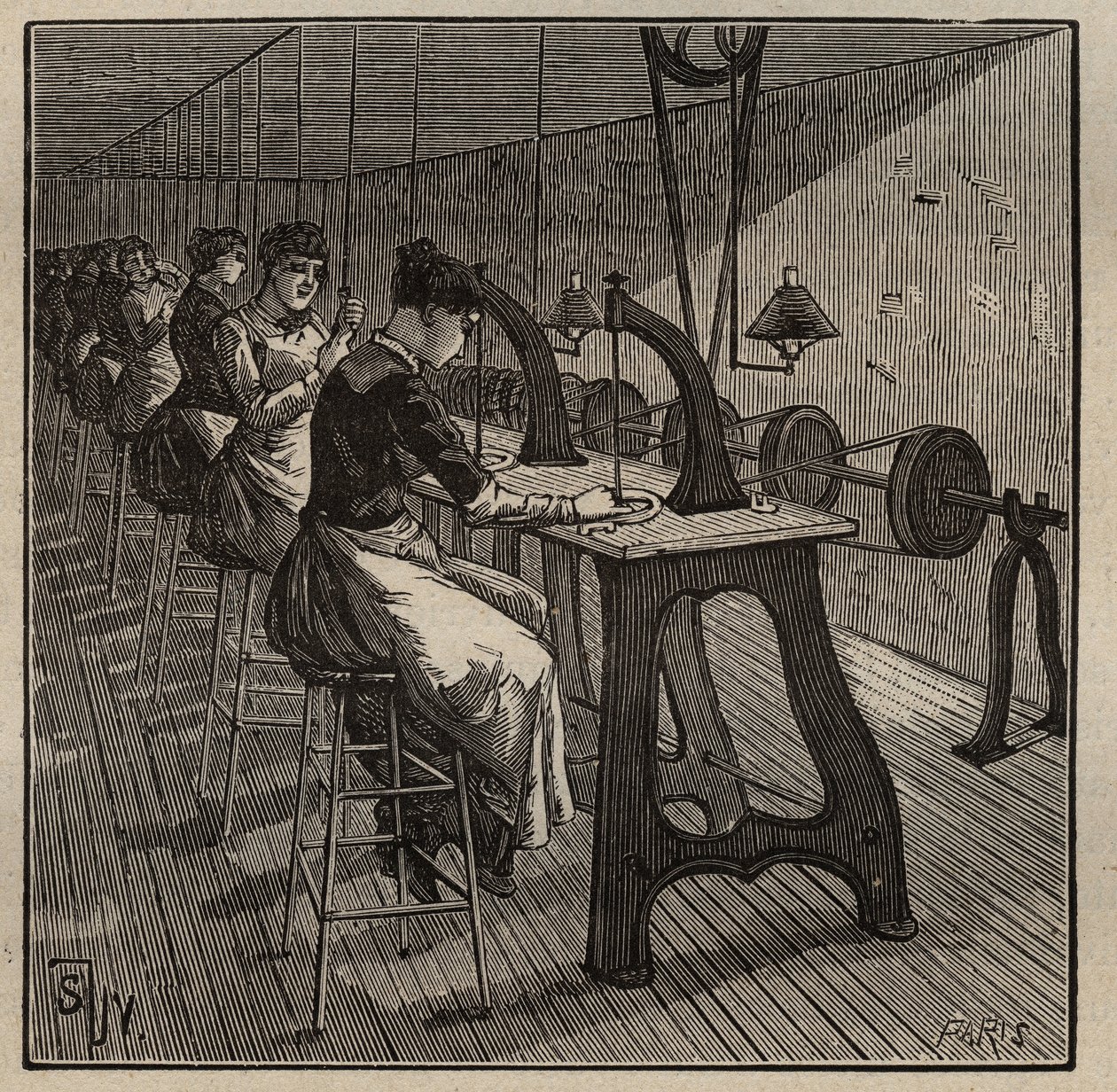 Lapidaryn taidetta: timanttien fasetointi ja kiillotus. Kaiverrus vuodelta 1885 kirjassa "Les arts et metiers illustrates", kirjoittanut Adolphe BITARD. tekijältä Unknown artist