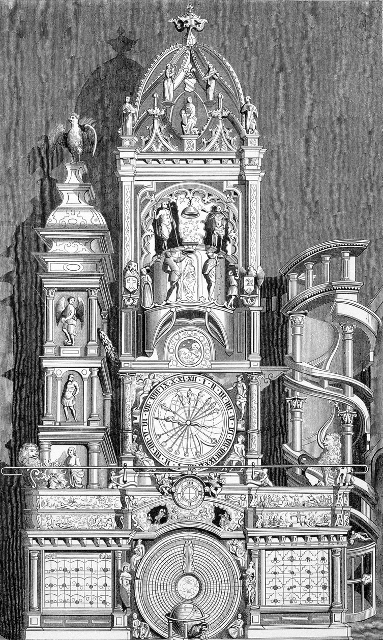 Strasbourgin astrologinen kello, jonka Conrad Dasypodius teloitti vuonna 1573 - kaiverrus tekijältä Unknown artist