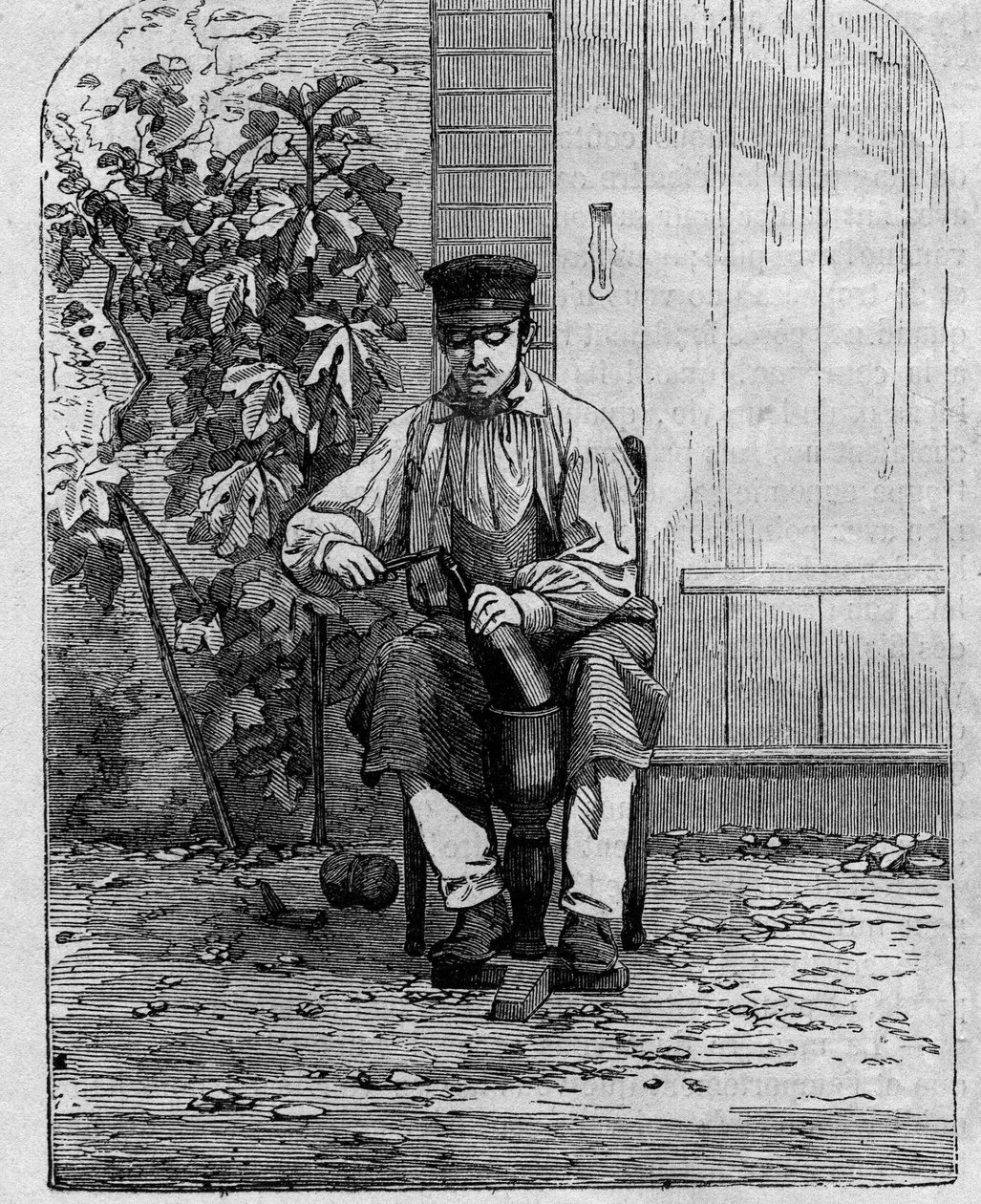 Samppanjaviinin pullotus. Kaiverrus vuodelta 1864. tekijältä Unknown artist