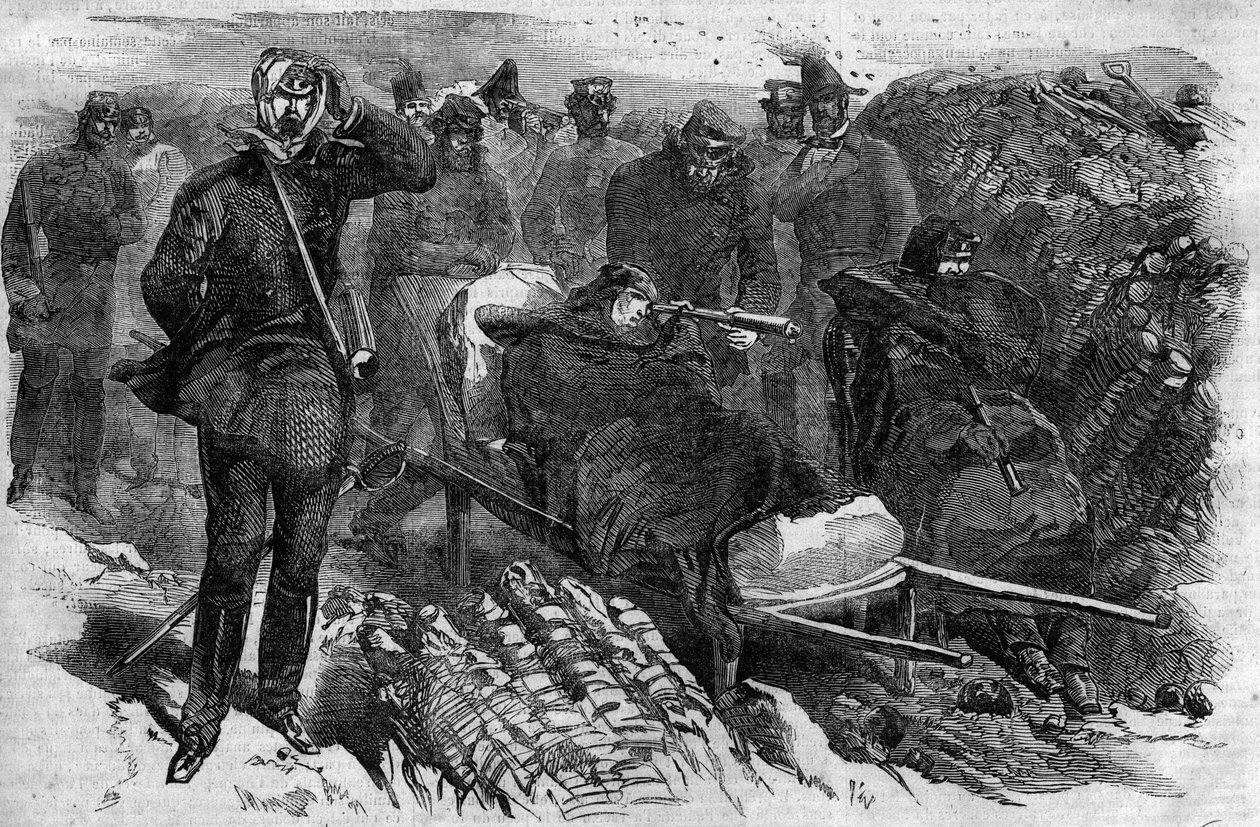 Magdalan vangitseminen Etiopiassa 13.4.1868: kenraali Robert Cornelis (Cornelius) Napierin (1810-1890) joukot hyökkäsivät Abessinian linnoitukseen - Napier ja sen esikunta ennen Magdalaa vuonna 1868 tekijältä Unknown artist
