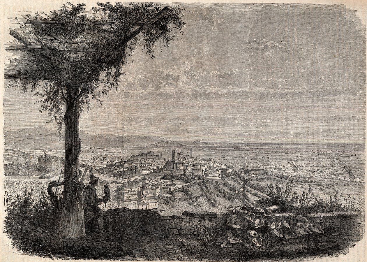 Bergamon kaupunki (Bergamo) noin 1858 - kaiverrus - tekijältä Unknown artist