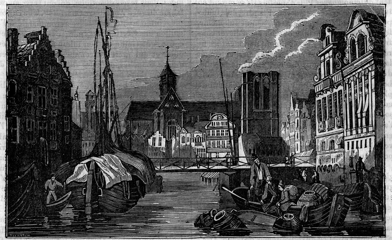 Gentin kaupunki Belgiassa 1800-luvulla. tekijältä Unknown artist