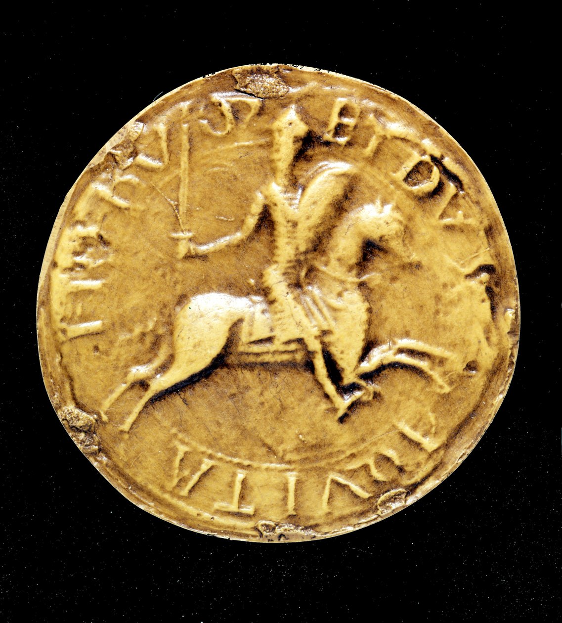 Ranskalaisen Louis VII:n (1120 - 1180) vastasinetti, joka edustaa häntä hevosen selässä. tekijältä Unknown artist