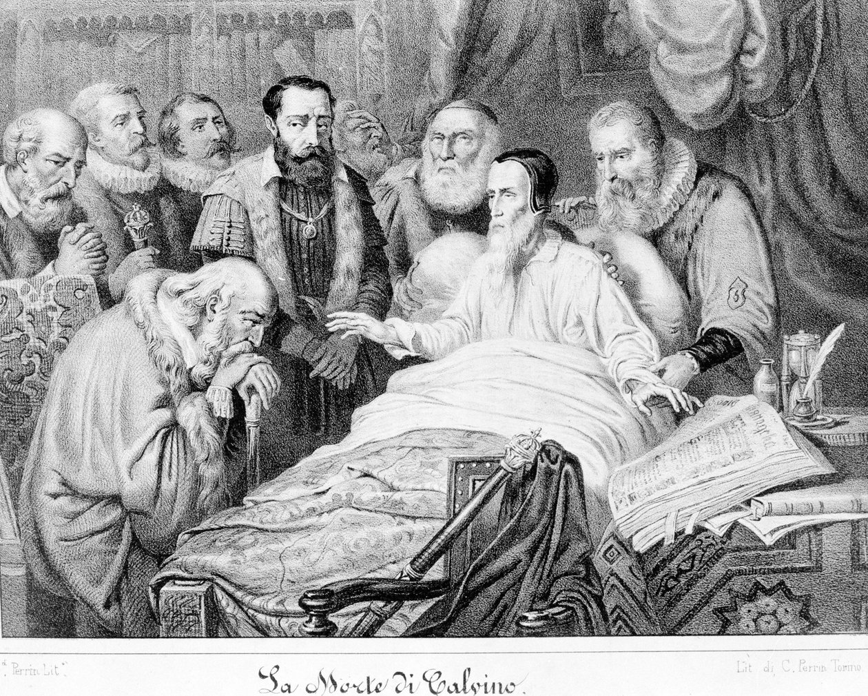 Jean Calvinin (1509-1564) kuolema. tekijältä Unknown artist