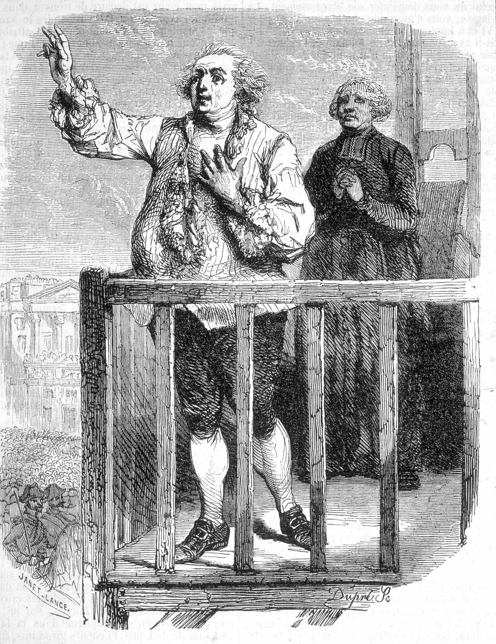 Louis XVI:n kuolema. Kaiverrus 1800-luku. tekijältä Unknown artist