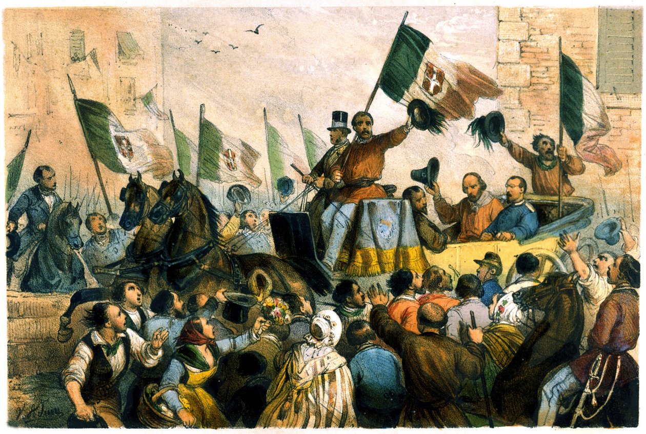 Giuseppe Garibaldin sisäänkäynti Napoliin 7. lokakuuta tekijältä Unknown artist