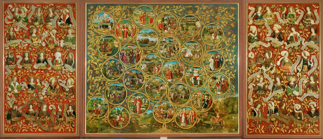 Babenbergin markiisien ja herttuoiden, "Ostarrichin" ensimmäisten hallitsijoiden, sukupuu. tekijältä Unknown Artist