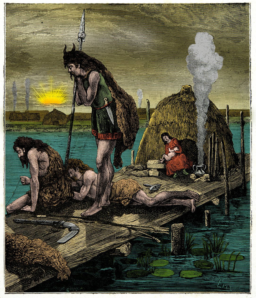 Ensimmäiset pariisilaiset tai Lutecen asukkaat, Kaiverrus 1800-luvulta tekijältä Unknown artist