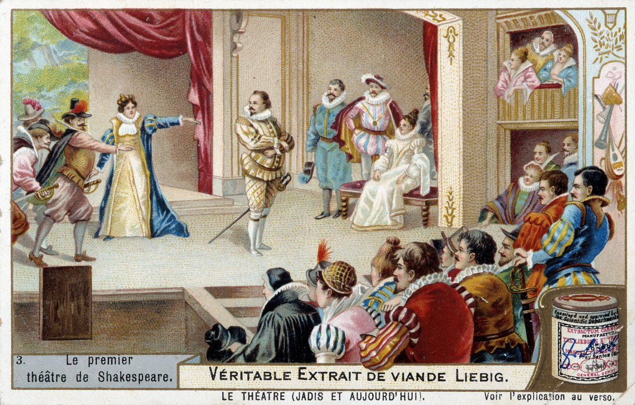Ensimmäinen Shakespearen teatteri 1500-luvulla - kromo., 1800-luvun lopulla tekijältä Unknown artist