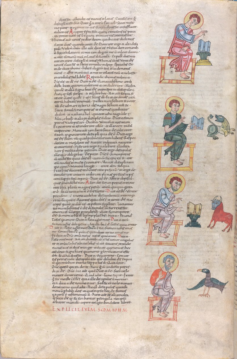 Neljä evankelistaa ja heidän symbolinsa: Matteus, Luukas, Markus, Johannes tekijältä Unknown artist