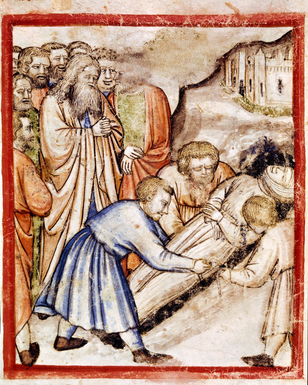 Sarahin miniatyyrin hautajaiset koodista 212 (tai Padovano-koodi tai Padovan Raamattu) 1390-1400 Rovigo, Accademia dei Concordi tekijältä Unknown artist