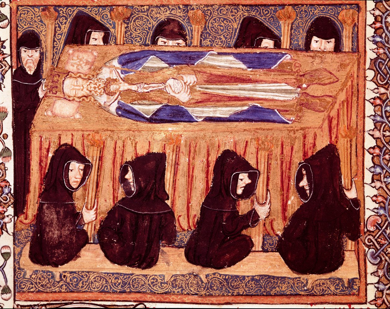 Pienoiskuninkaan hautajaiset käsikirjoituksesta "Liber regalis" 1300-luvun Pamplona, Navarran arkisto tekijältä Unknown artist