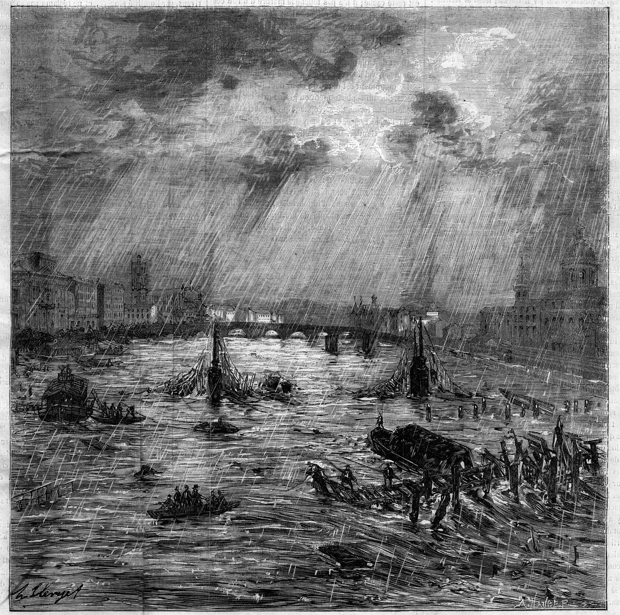 Toulousen suuret tulvat 23. kesäkuuta tekijältä Unknown artist