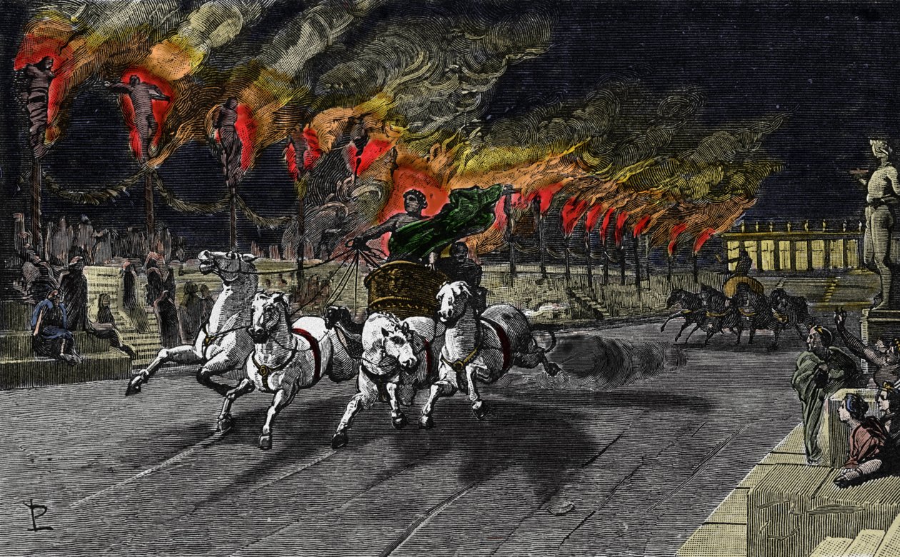 Neronin (37-68) ihmissoihtu sirkuksessa. tekijältä Unknown artist