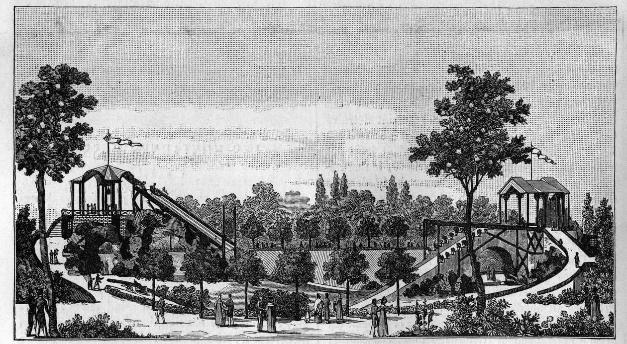 Hyppy Niagarasta Ruggieri Gardeniin, rue Saint-Lazare Pariisissa noin 1824. "" La Naturessa. Katsaus tieteisiin ja niiden sovelluksiin taiteeseen ja teollisuuteen." 1888 tekijältä Unknown artist