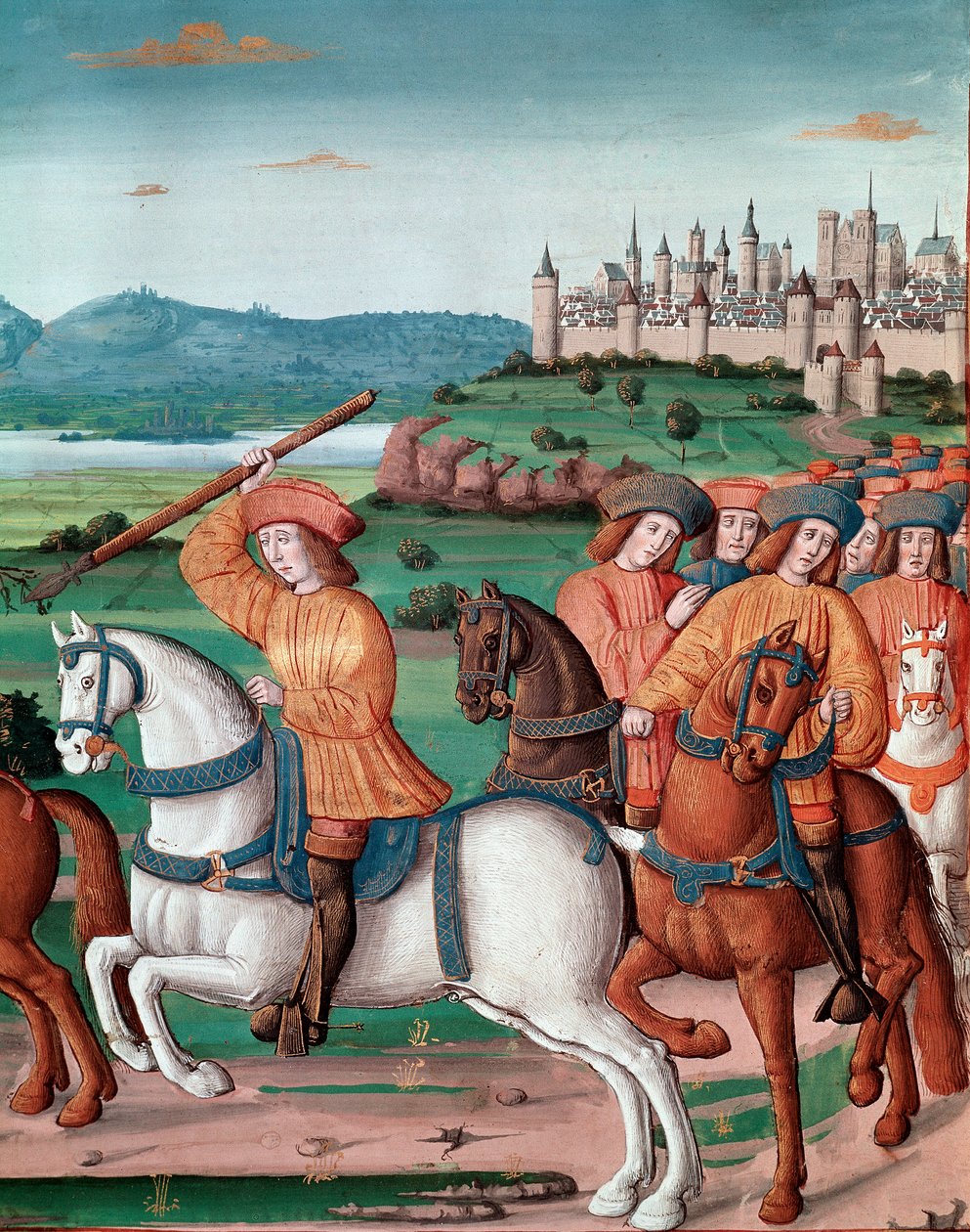 Kaarle VI:n (1368-1422) hulluus. 5. elokuuta 1392 Le Mansin metsässä hän alkoi kokea raivoisan hulluuden hyökkäyksiä: petoksesta huutaen hän hyökkäsi oman ryhmänsä kimppuun ja tappoi neljä miniatyyriä Chronicles de Enguerrand de Mo:sta. tekijältä Unknown artist