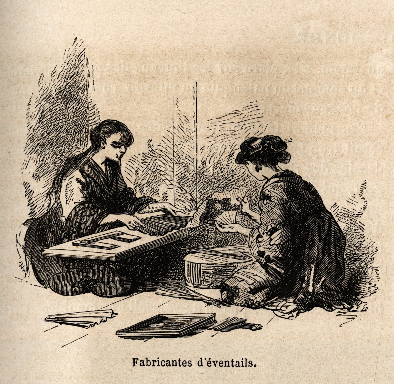 Tapahtumien valmistus. Kaiverrus havainnollistamaan matkaa Japaniin vuosina 1863-1864, Sveitsin valaliiton ministeri Aime Humbert, "Le tour du monde, nouveau journal des voyages", julkaistu Edouard Chartonin johdolla. tekijältä Unknown artist
