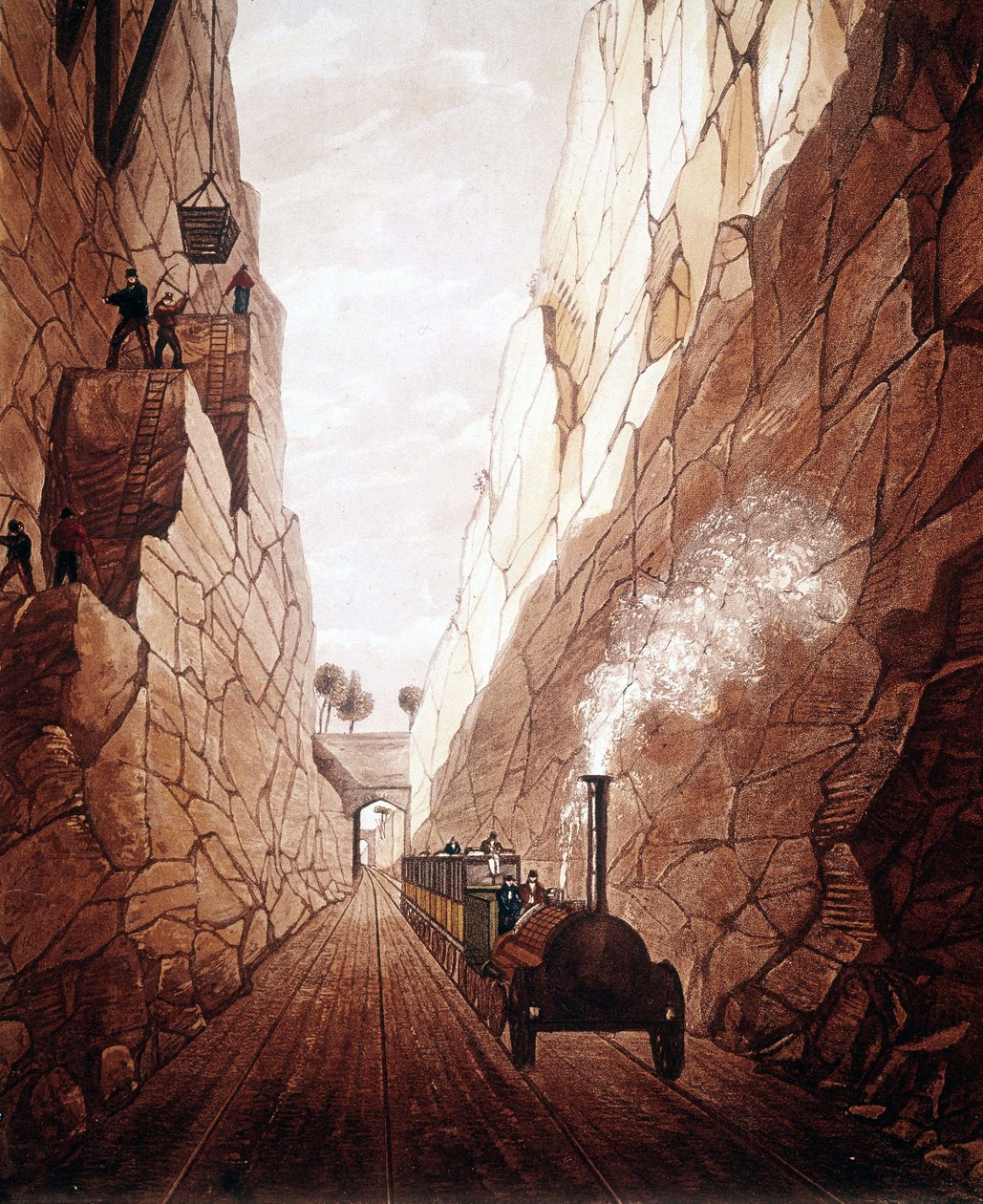 Uusi rautatie Manchesterin ja Liverpoolin välillä. Olive Mount Trench. 1832. tekijältä Unknown artist