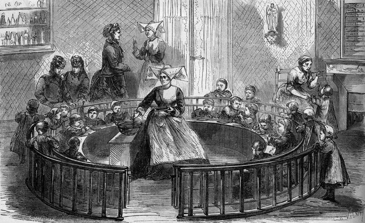 Päiväkoti creche sainte eugenie de la rue de krimiessä Pariisissa vuonna 1870. tekijältä Unknown artist