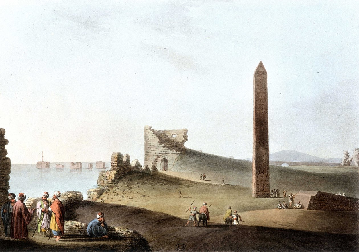 Aleksandrian obeliskit, joita kutsutaan Kleopatran neuloksi - "" Näkymät Egyptissä"" tekijältä Unknown artist