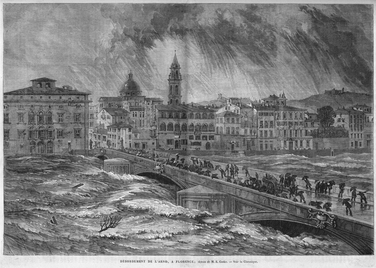 Arnon ylivuoto Firenzeen vuonna 1868. tekijältä Unknown artist