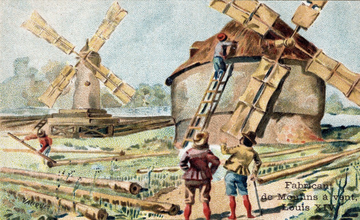 Tuulimyllyjen valmistajan ammatti 1700-luvun alussa. tekijältä Unknown artist
