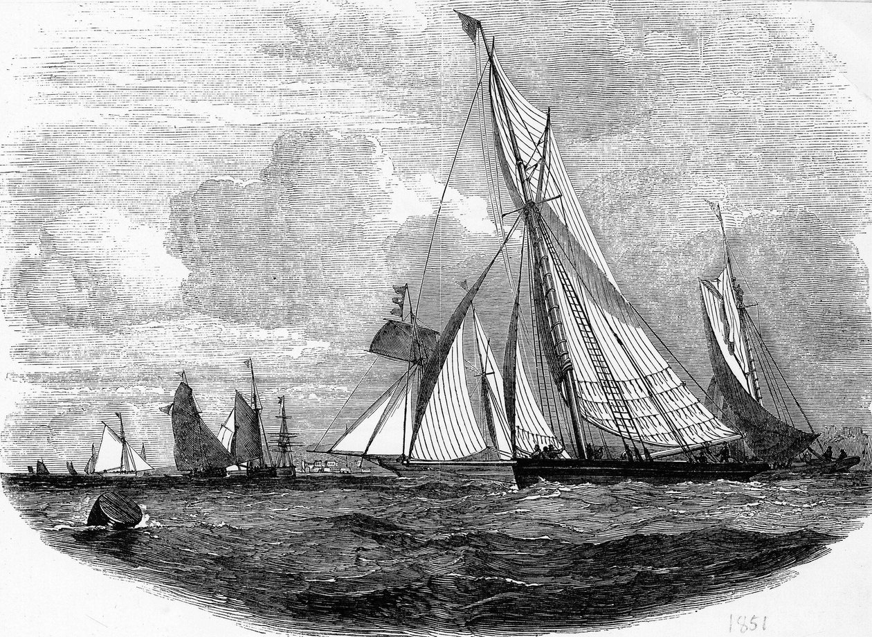 Cowesin regatat vuonna 1851 - kaiverrus, Bibl. des Arts deco. tekijältä Unknown artist