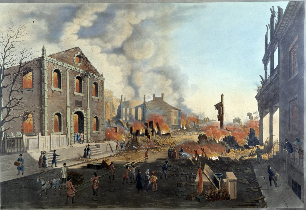 Rauniot New Yorkin suuren tulipalon jälkeen 16.-17. joulukuuta tekijältä Unknown artist