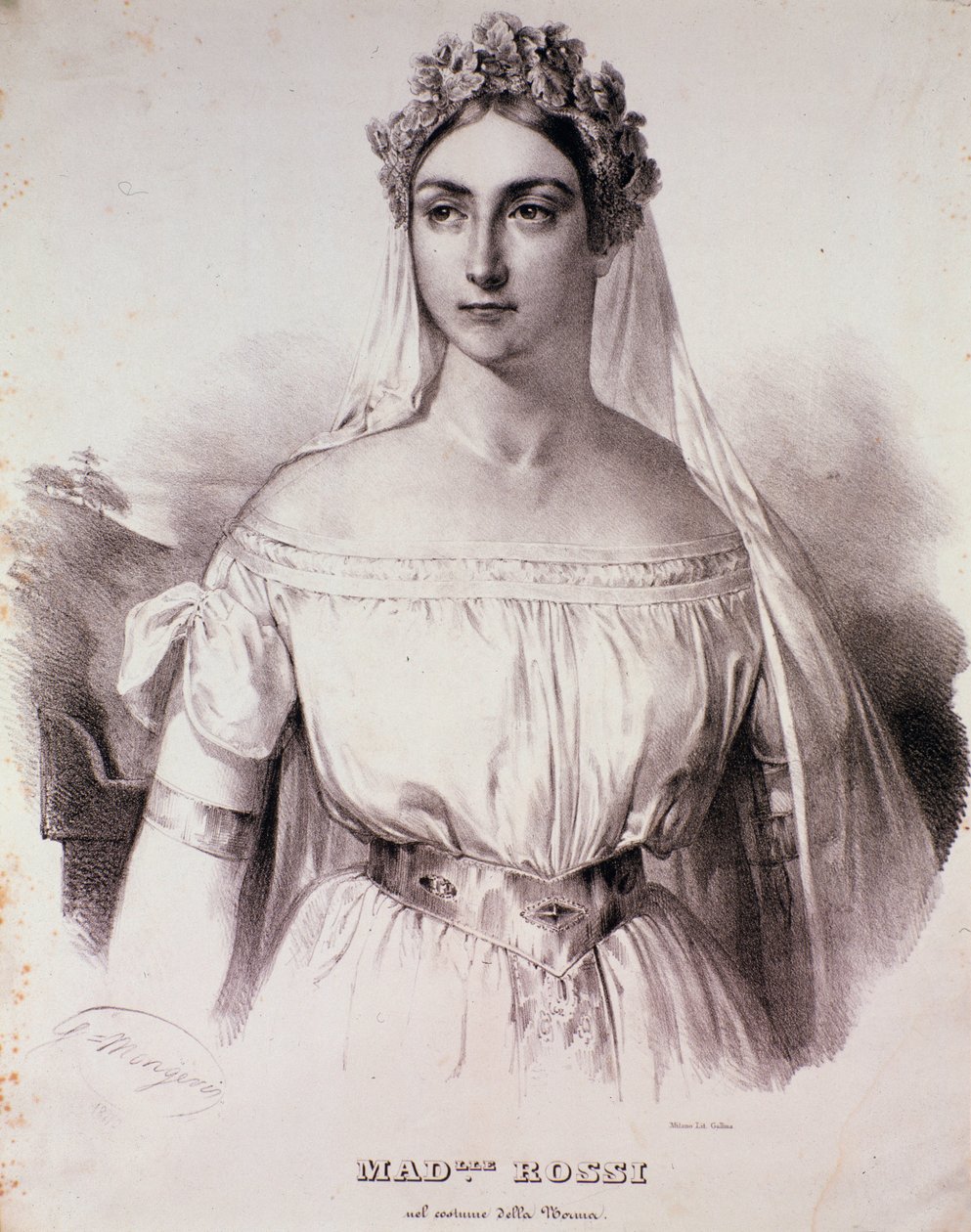 Laulaja Mademoiselle Rossi oopperassa La Norma tekijältä Unknown artist