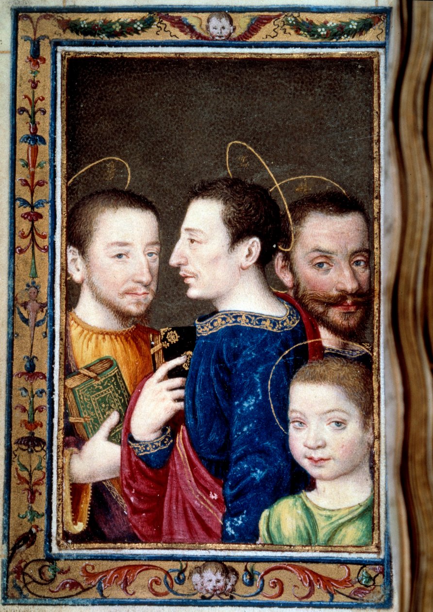 Francois I:n (1494-1547) pojat: Francois (1518-1536) Dolphin, Henrik II (1519-1559) ja Charles (1522-1545). Miniatyyri Catherine de Medicin "" Tuntien kirjassa"" (Catherine de Medici) tekijältä Unknown artist
