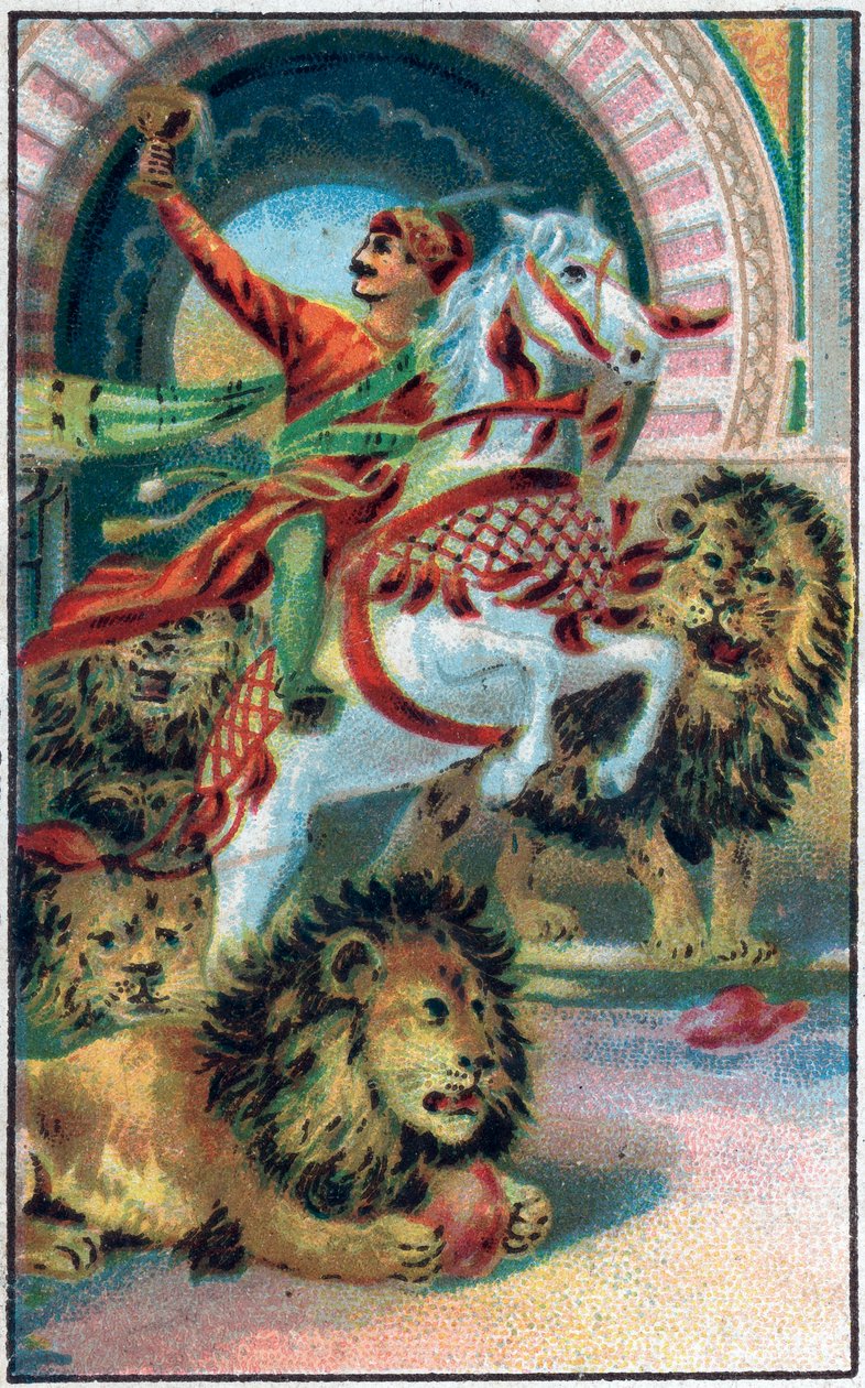Leijonien lähde. Prinssi Ahmedin historia ja maksu Paris-Banou (Pari Banou) (Paribanu). Tarina 1001 yöstä (tarinat tuhannesta ja yhdestä yöstä). 1800-luvun lopun kromolitografia. tekijältä Unknown artist