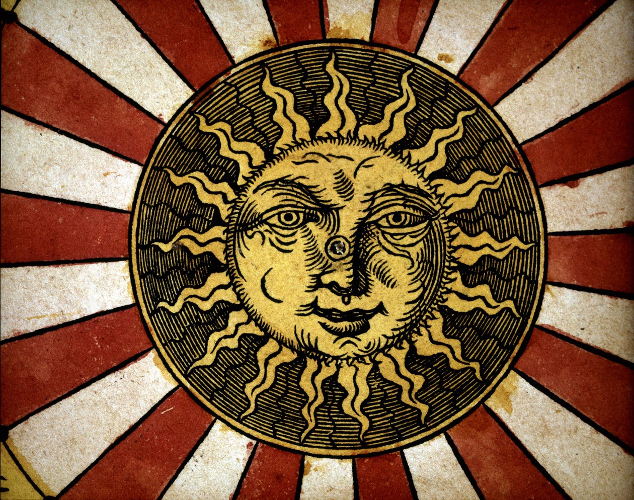 Aurinko - "" Astronomicon caesarum -kirjassa", 1500-luvun tutkielma. tekijältä Unknown artist
