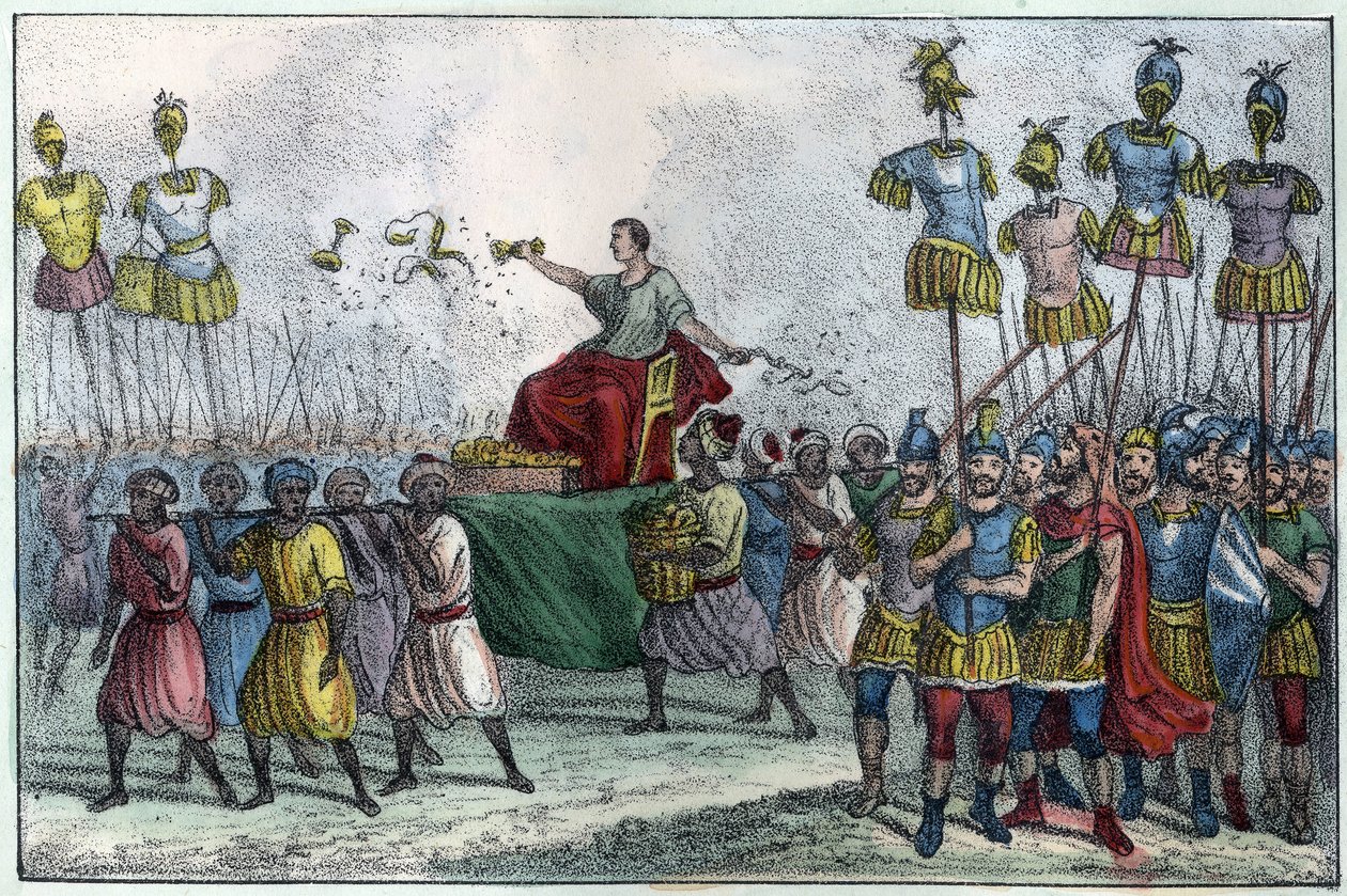 Bélisairen (Belisariuksen) voitto (v. 505-565), kenraali Bysantti. Hän valtaa Pohjois-Afrikan vandaaleista vuosina 533-534. Léon Galibertin "L