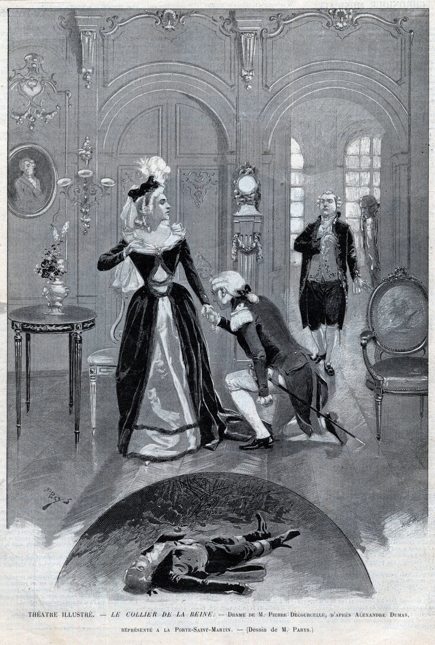 Theatre illustrious - "" Kuningattaren kaulakoru"" (Affair) Pierre Decourcellen draama Alexandre Dumas pere - "" Kuningattaren kaulakoru"" näytelmä 5 näytöksessä ja 13 maalauksessa, Pariisi, 31. tammikuuta 1895, Theater de la Porte Saint-Martin tekijältä Unknown artist