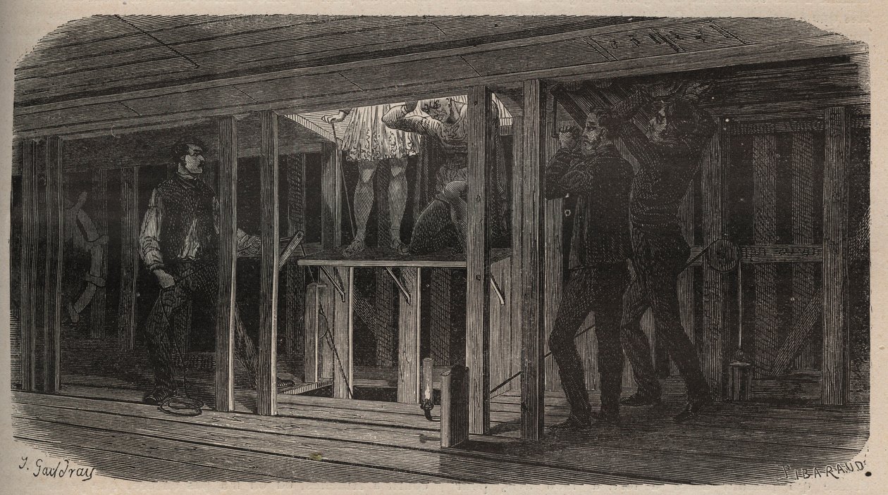 Teatteritemppuja - nieleminen - kaiverrus vuodelta 1875 tekijältä Unknown artist