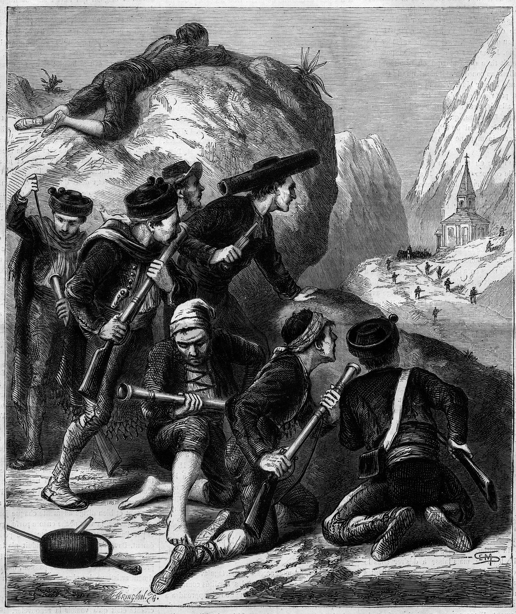 Kolmas karlisti sota (1872-1876): karlistien väijytys Navarrassa. tekijältä Unknown artist